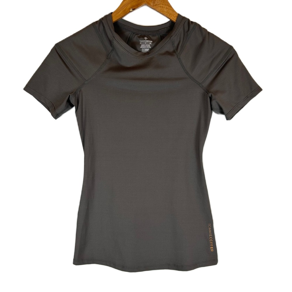 NEW Tommie Copper Womens Slate Grey Shoulder Support Shirt Short Sleeve Size S
